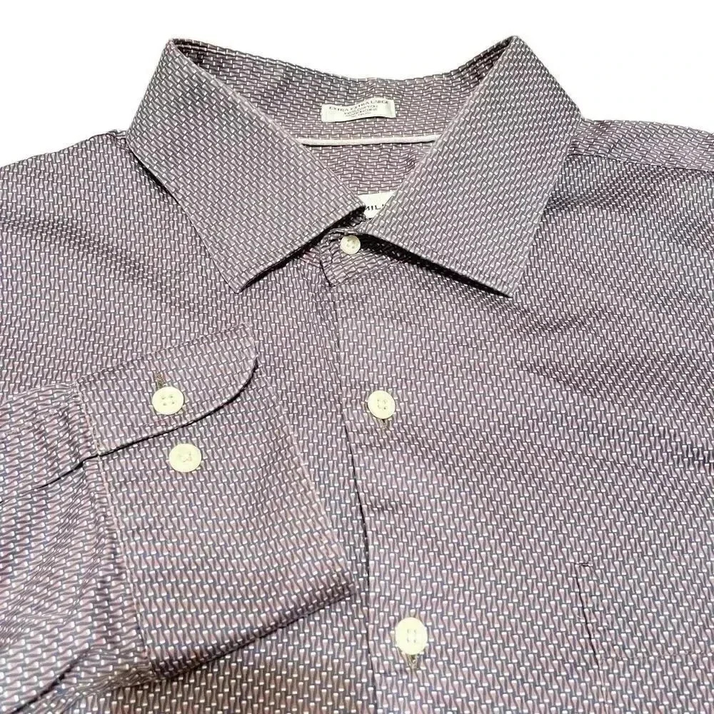 Peter Millar Geometric Purple Men’s XXL Long Sleeve Button Front Shirt